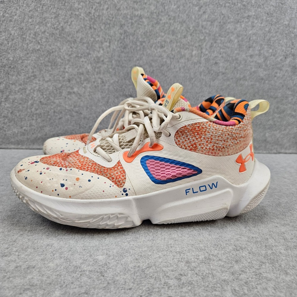 UNDER ARMOUR Flow Breakthrough 3 Women 9.5 White Speckled Basketball Sneakers